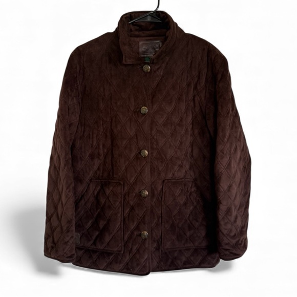 Vintage Ralph Lauren Quilted Brown Suede Jacket Horse Buttons - Picture 3 of 9